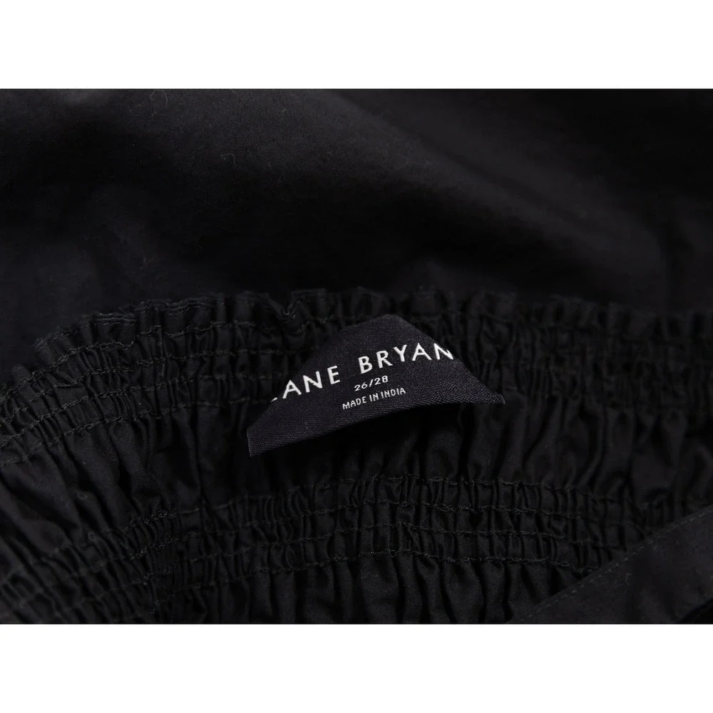 Lane Bryant Black Cotton Smocked Bodice Maxi Dress Plus Size 26/28 Adjustable